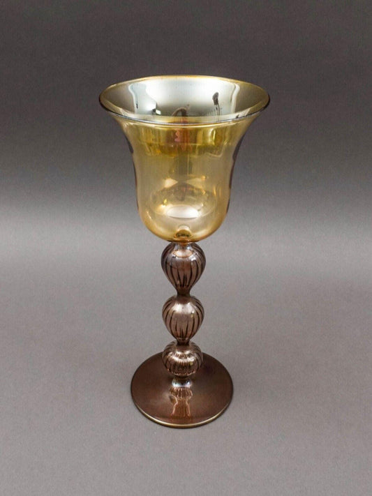 Parise Vetro Venetian Italian Murano Hand Blown Art Glass Wine Goblet Stemware