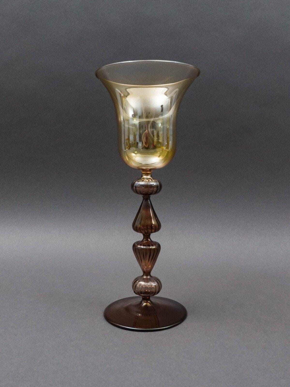 Parise Vetro Venetian Italian Murano Hand Blown Art Glass Wine Goblet Stemware