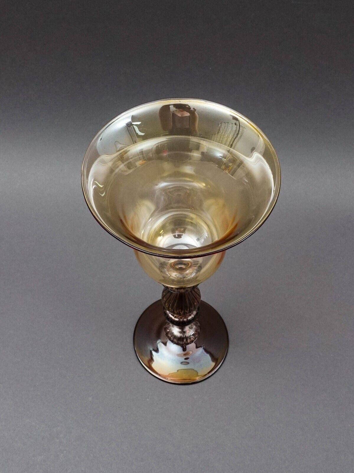 Parise Vetro Venetian Italian Murano Hand Blown Art Glass Wine Goblet Stemware