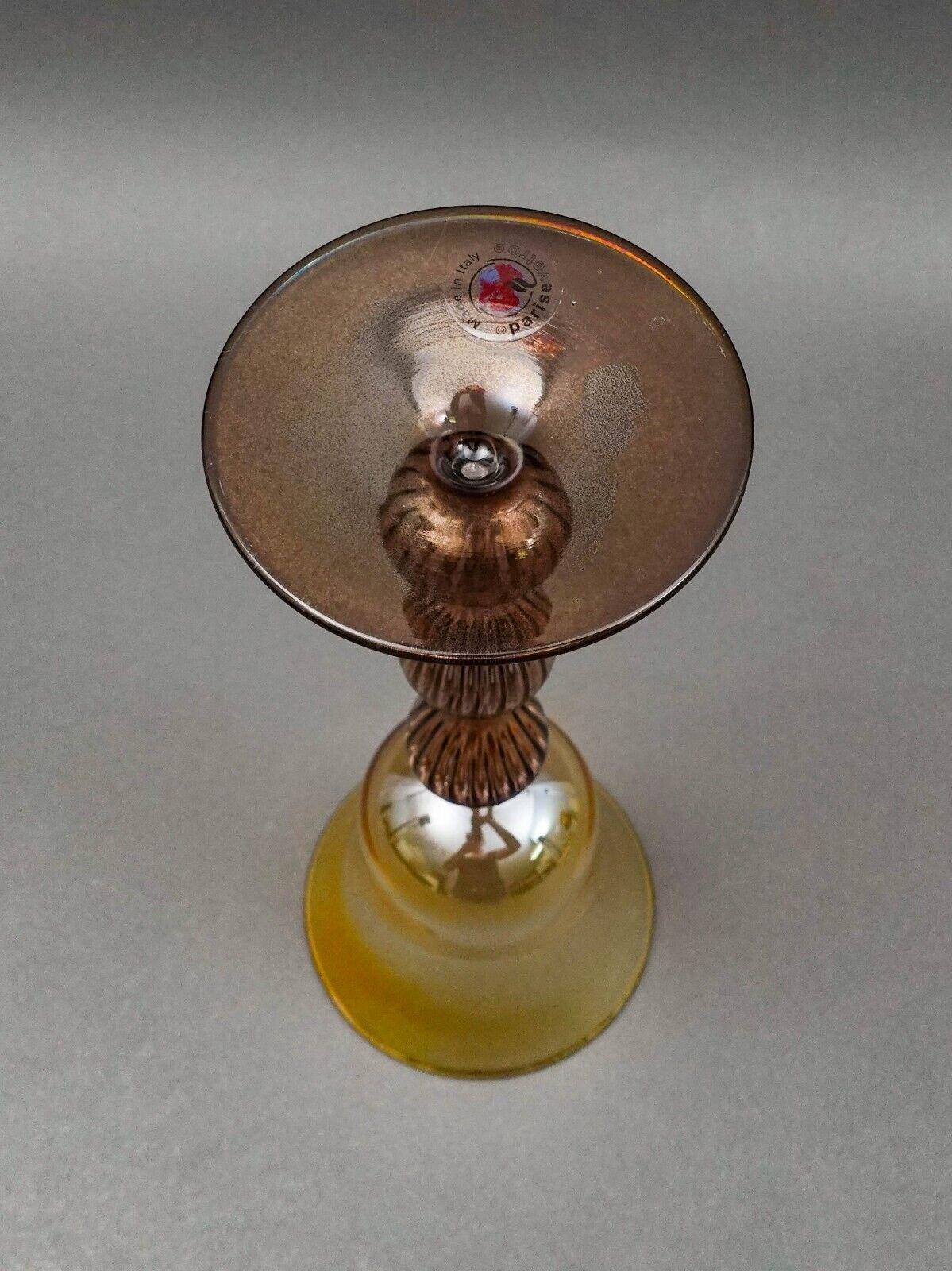 Parise Vetro Venetian Italian Murano Hand Blown Art Glass Wine Goblet Stemware