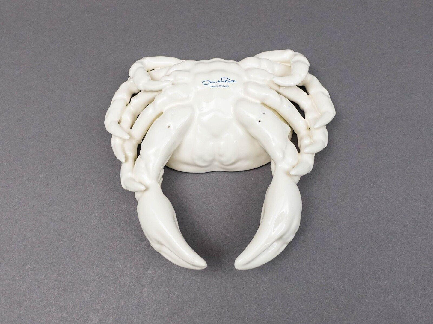 Oscar De La Renta Portugal White Porcelain Shell Crab Lidded Condiment Server