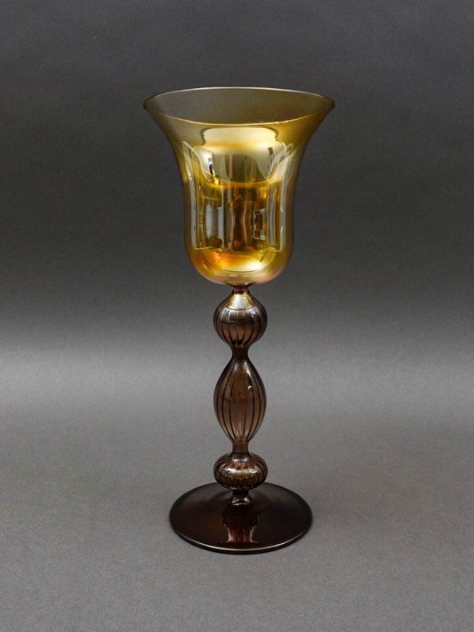 Parise Vetro Venetian Italian Murano Hand Blown Art Glass Wine Goblet Stemware