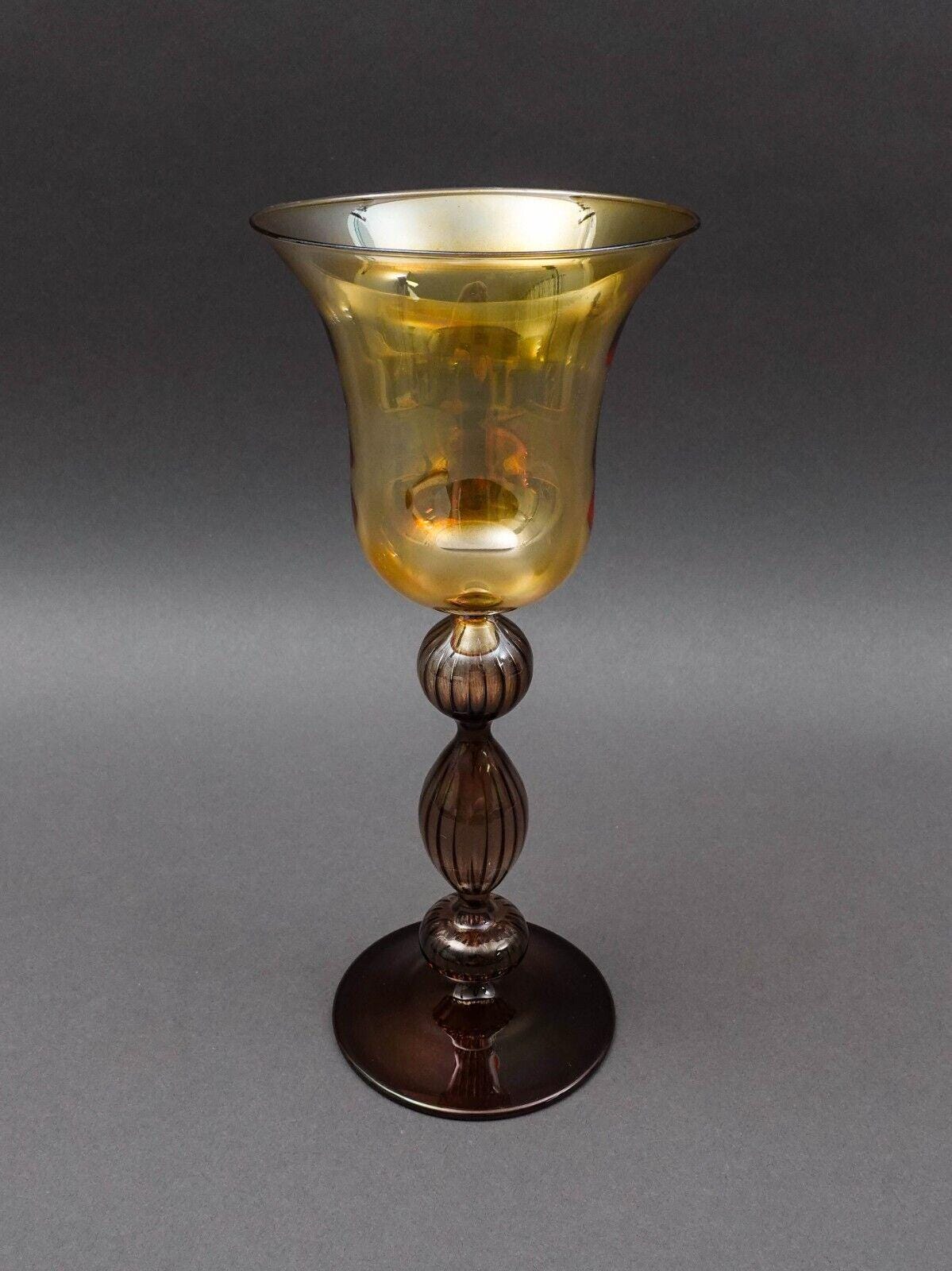 Parise Vetro Venetian Italian Murano Hand Blown Art Glass Wine Goblet Stemware