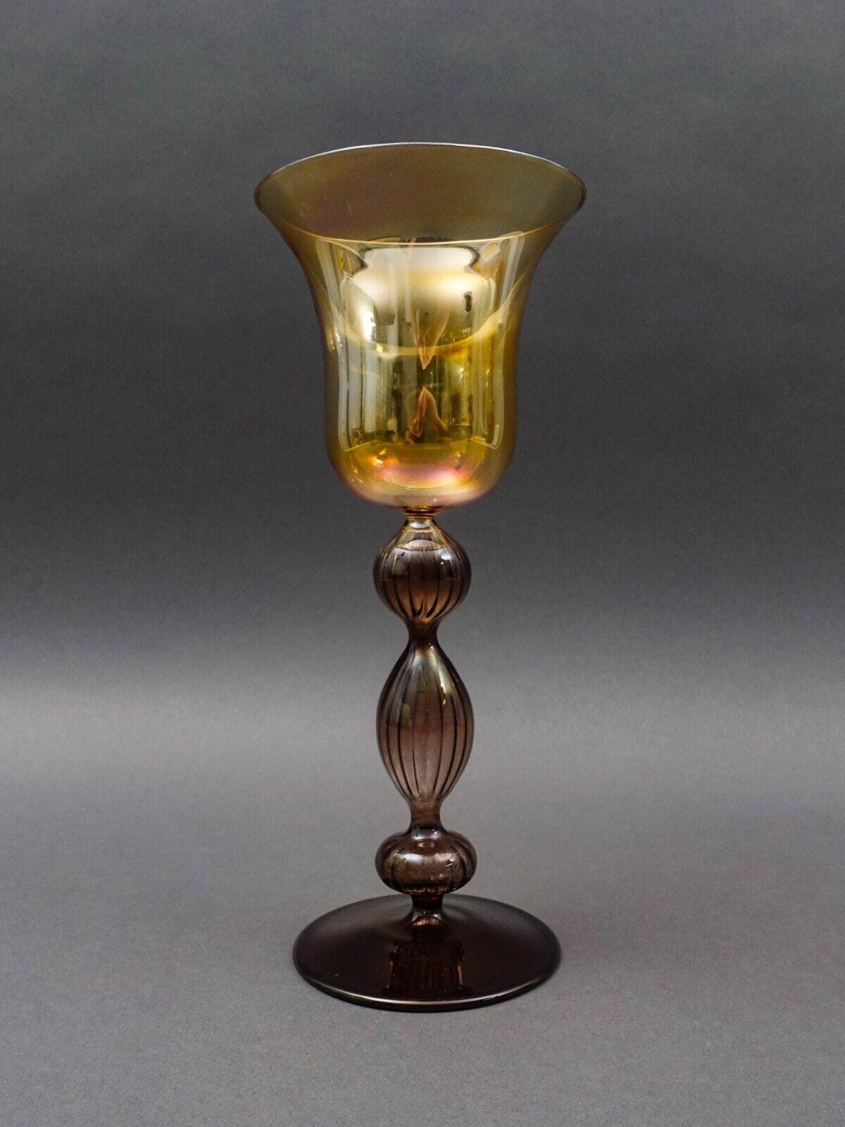 Parise Vetro Venetian Italian Murano Hand Blown Art Glass Wine Goblet Stemware
