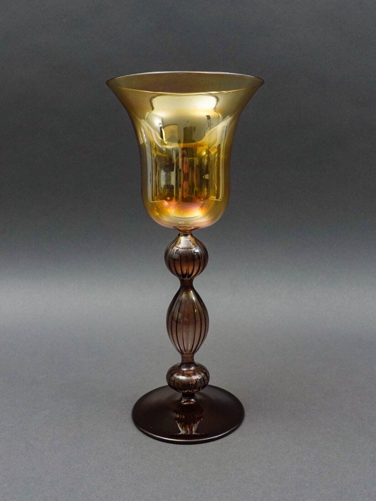 Parise Vetro Venetian Italian Murano Hand Blown Art Glass Wine Goblet Stemware