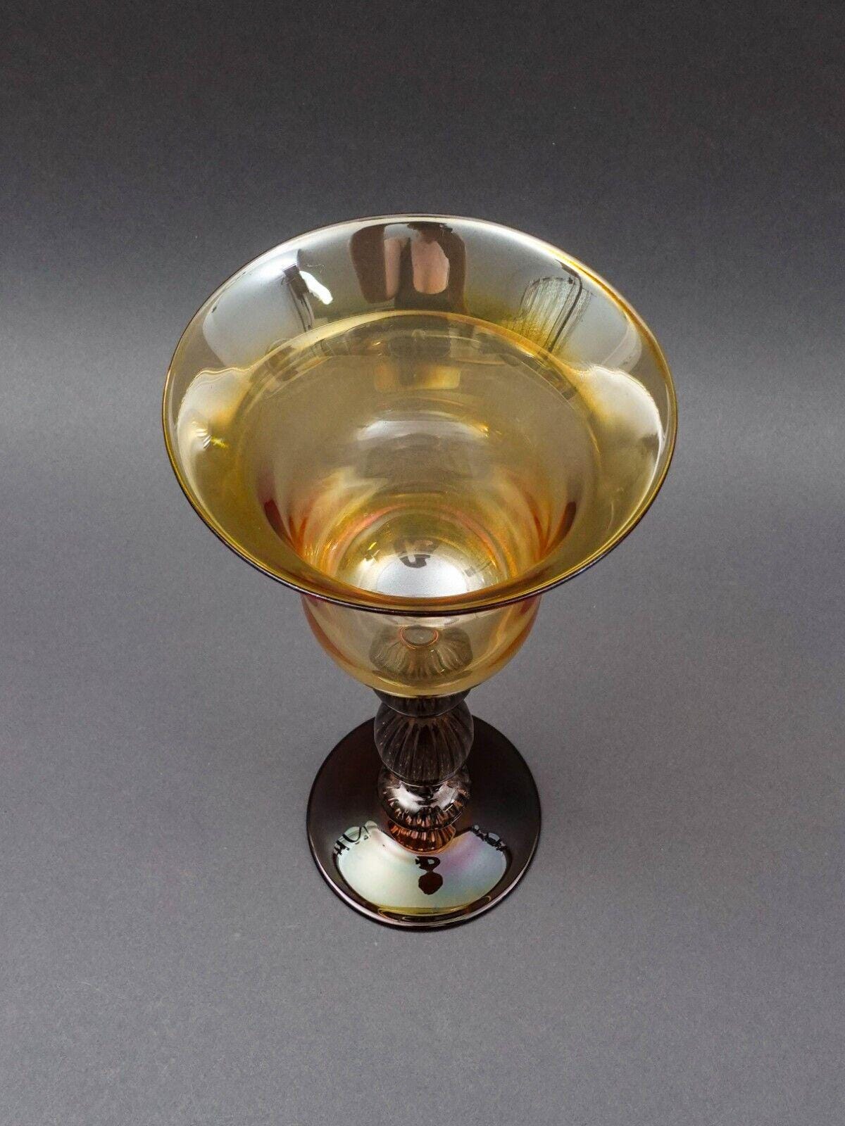 Parise Vetro Venetian Italian Murano Hand Blown Art Glass Wine Goblet Stemware