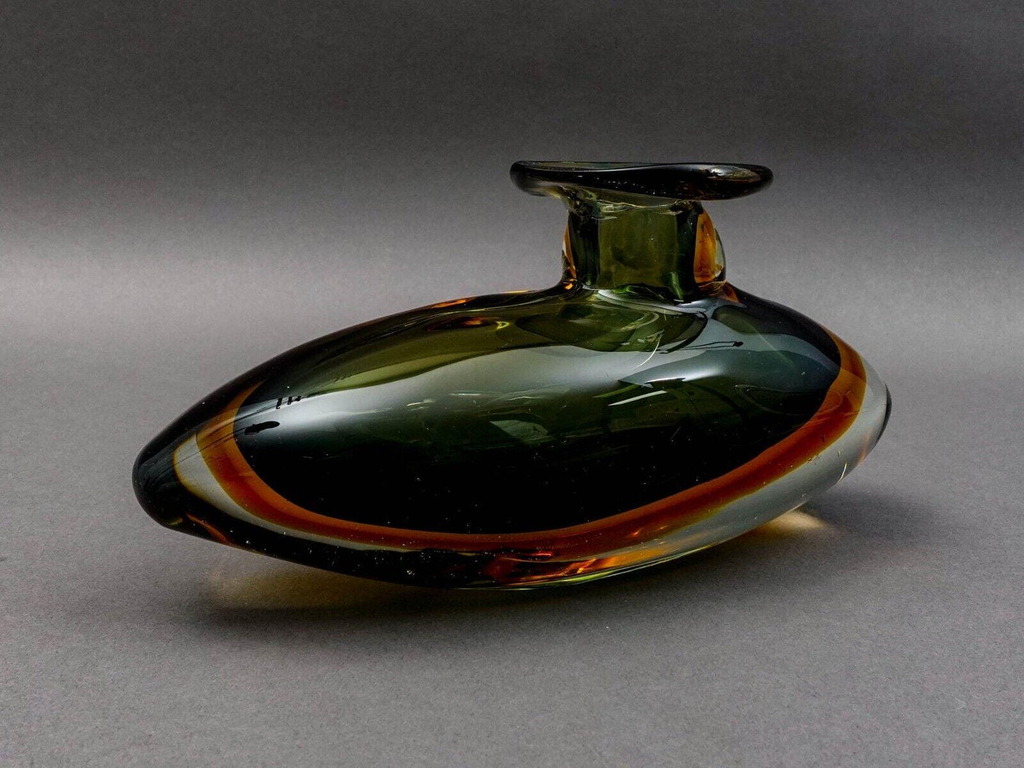Flavio Poli For Seguso Vintage Murano Sommerso Submarine Art Glass Vase