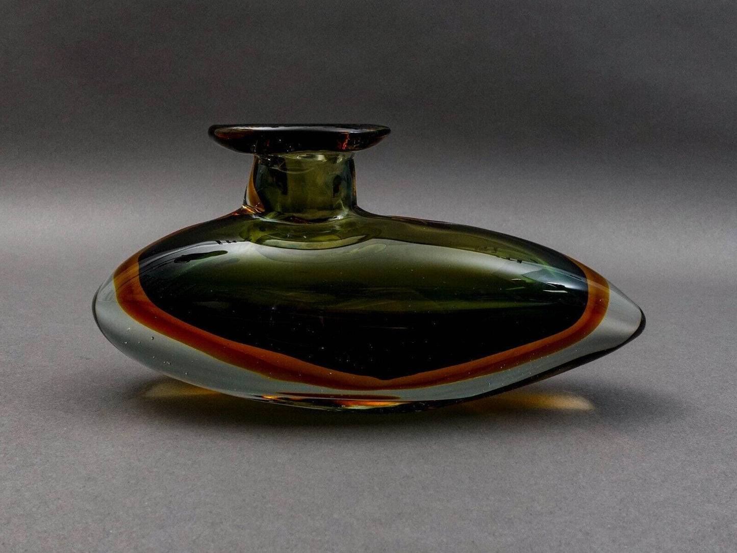 Flavio Poli For Seguso Vintage Murano Sommerso Submarine Art Glass Vase