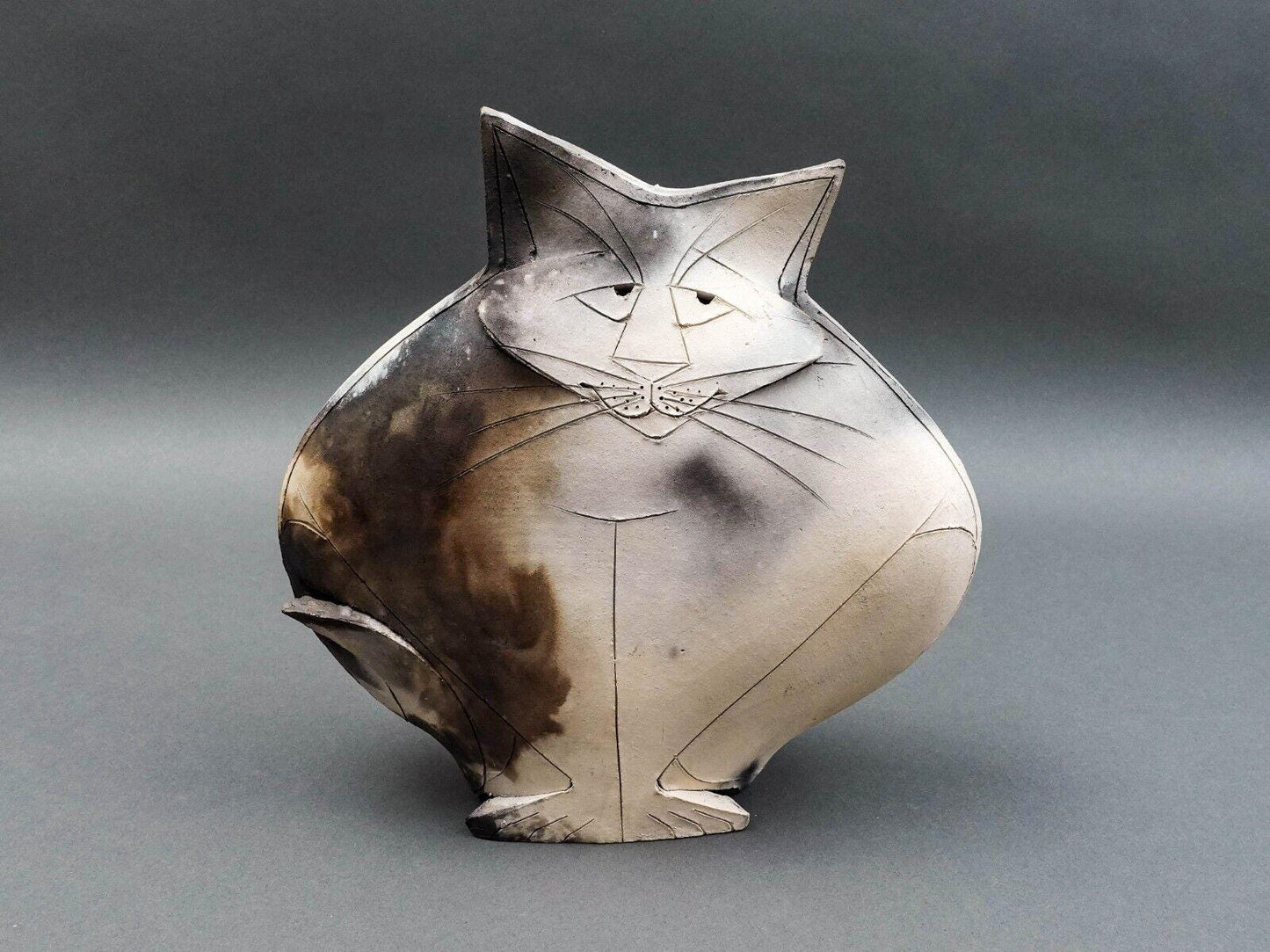 Mary Dewey Gates Signed Sitting Cat Original Studio Art Pottery Sculpture