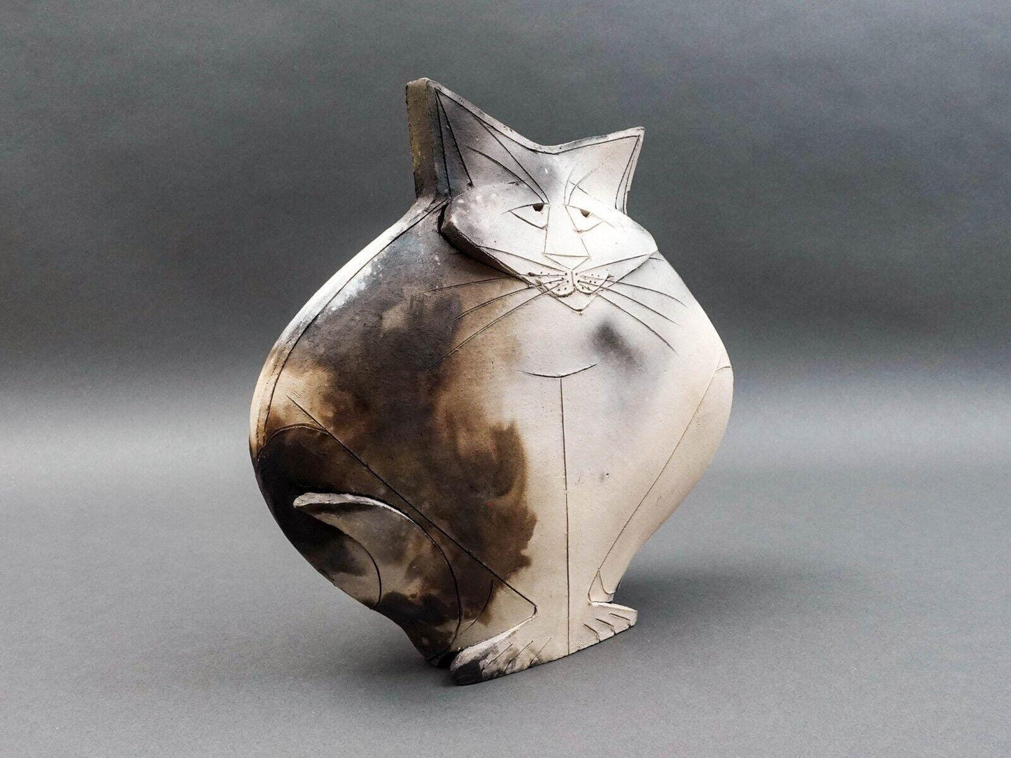 Mary Dewey Gates Signed Sitting Cat Original Studio Art Pottery Sculpture