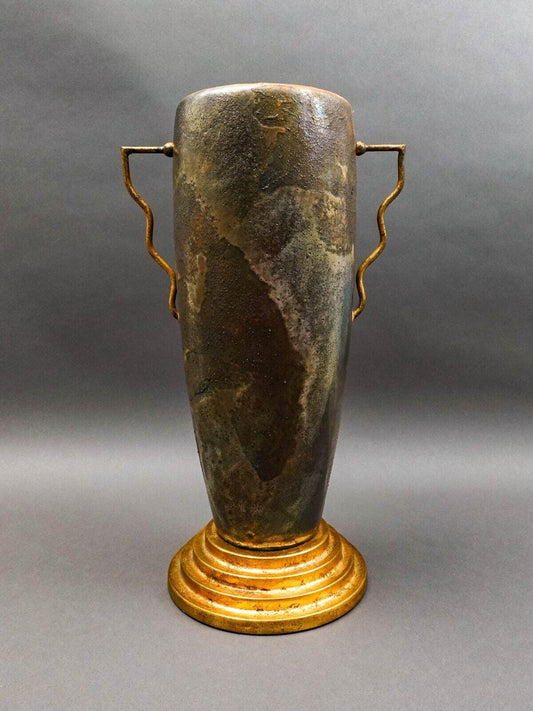 Tony Evans 1998 California Studio Raku Ceramic Art Pottery Monumental Vase 18"