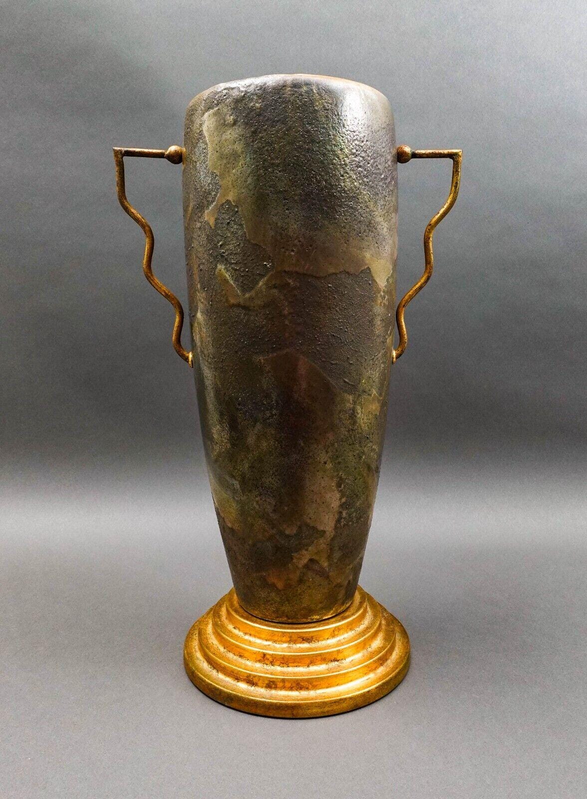 Tony Evans 1998 California Studio Raku Ceramic Art Pottery Monumental Vase 18"