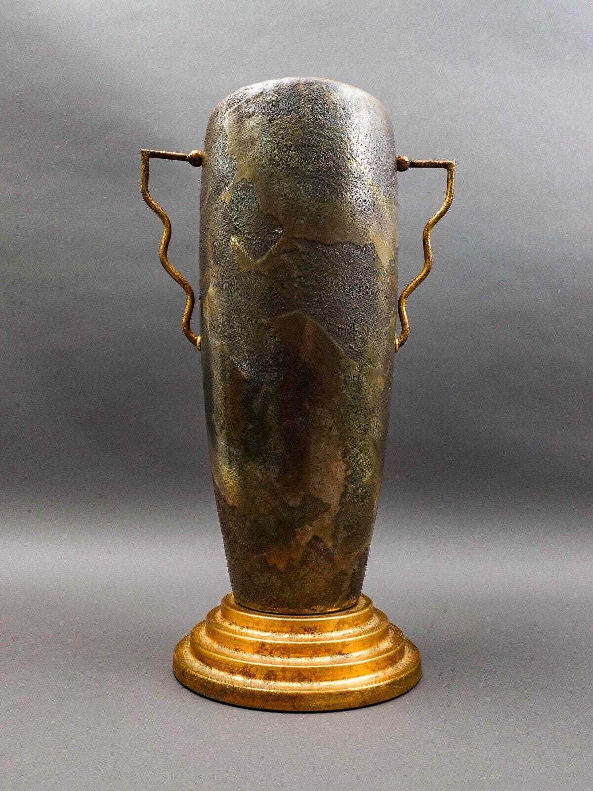 Tony Evans 1998 California Studio Raku Ceramic Art Pottery Monumental Vase 18"