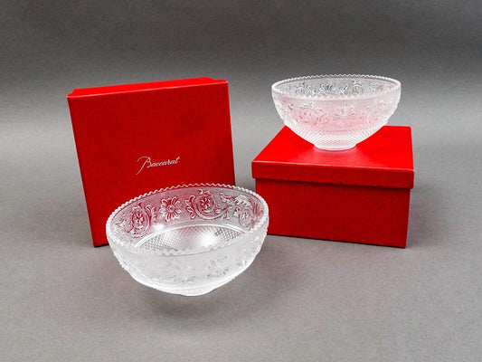 Baccarat Crystal France Arabesque Candy Dish Bowl With Box Set Of 2