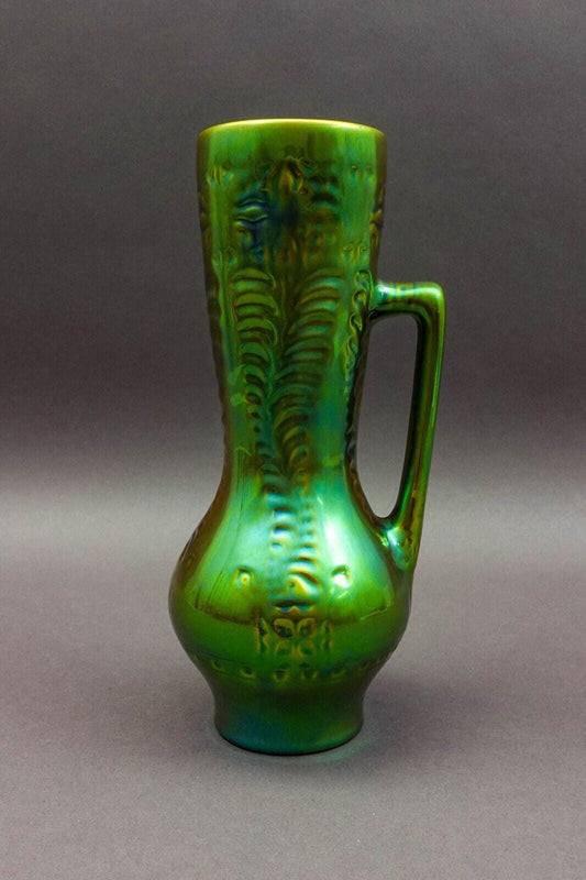 Zsolnay Hungary Vintage Art Deco Eosin Tankard Pitcher Ewer Jug Vase 10 3/8"