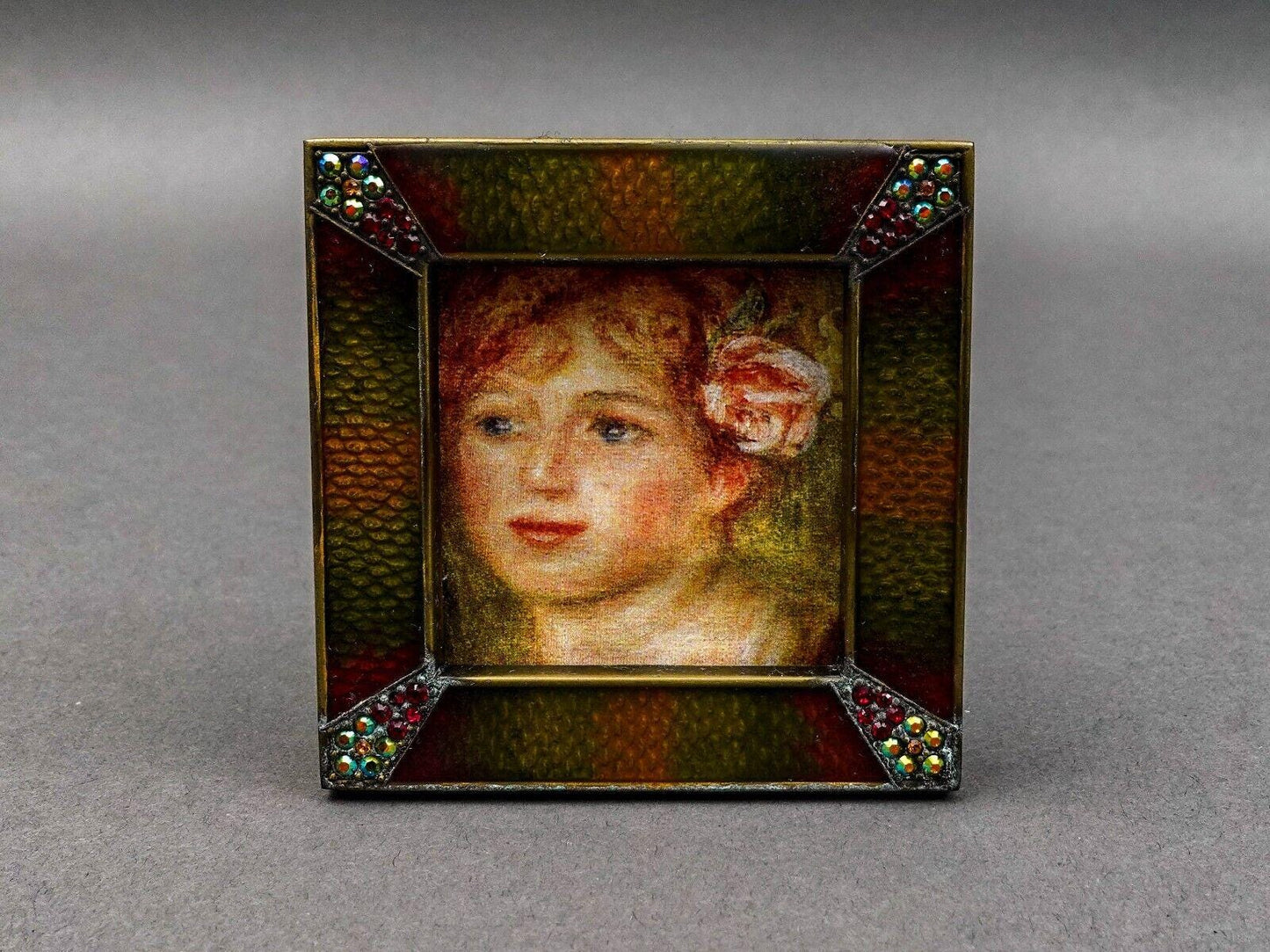 Jay Strongwater Swarovski Crystals Enamel Square Frame Photo Holder 2x2
