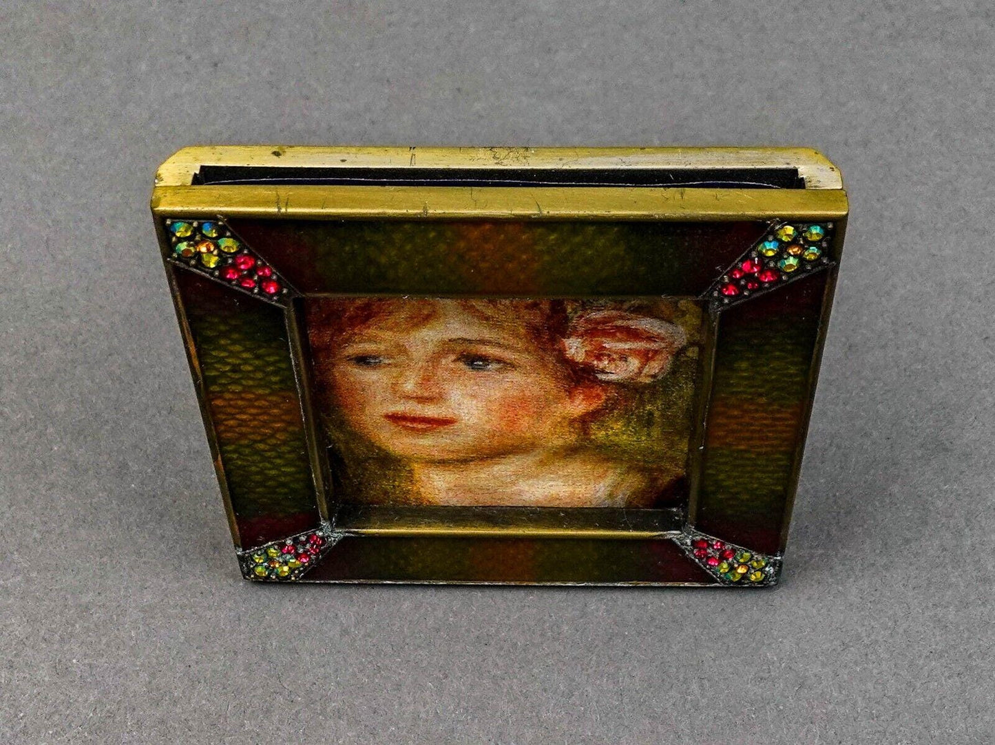 Jay Strongwater Swarovski Crystals Enamel Square Frame Photo Holder 2x2