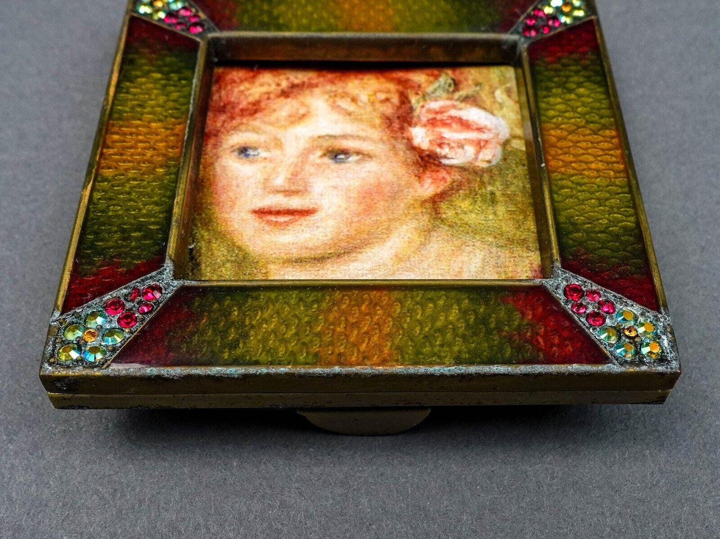 Jay Strongwater Swarovski Crystals Enamel Square Frame Photo Holder 2x2