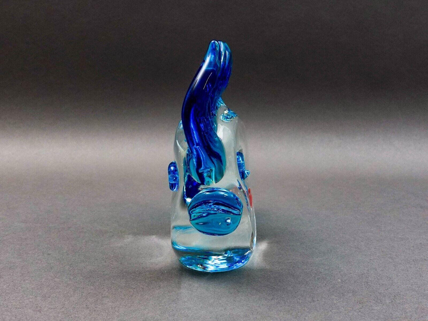 Vintage Murano Italy Blue Fish Red Goldfish Aquarium Glass Figurine Sculpture