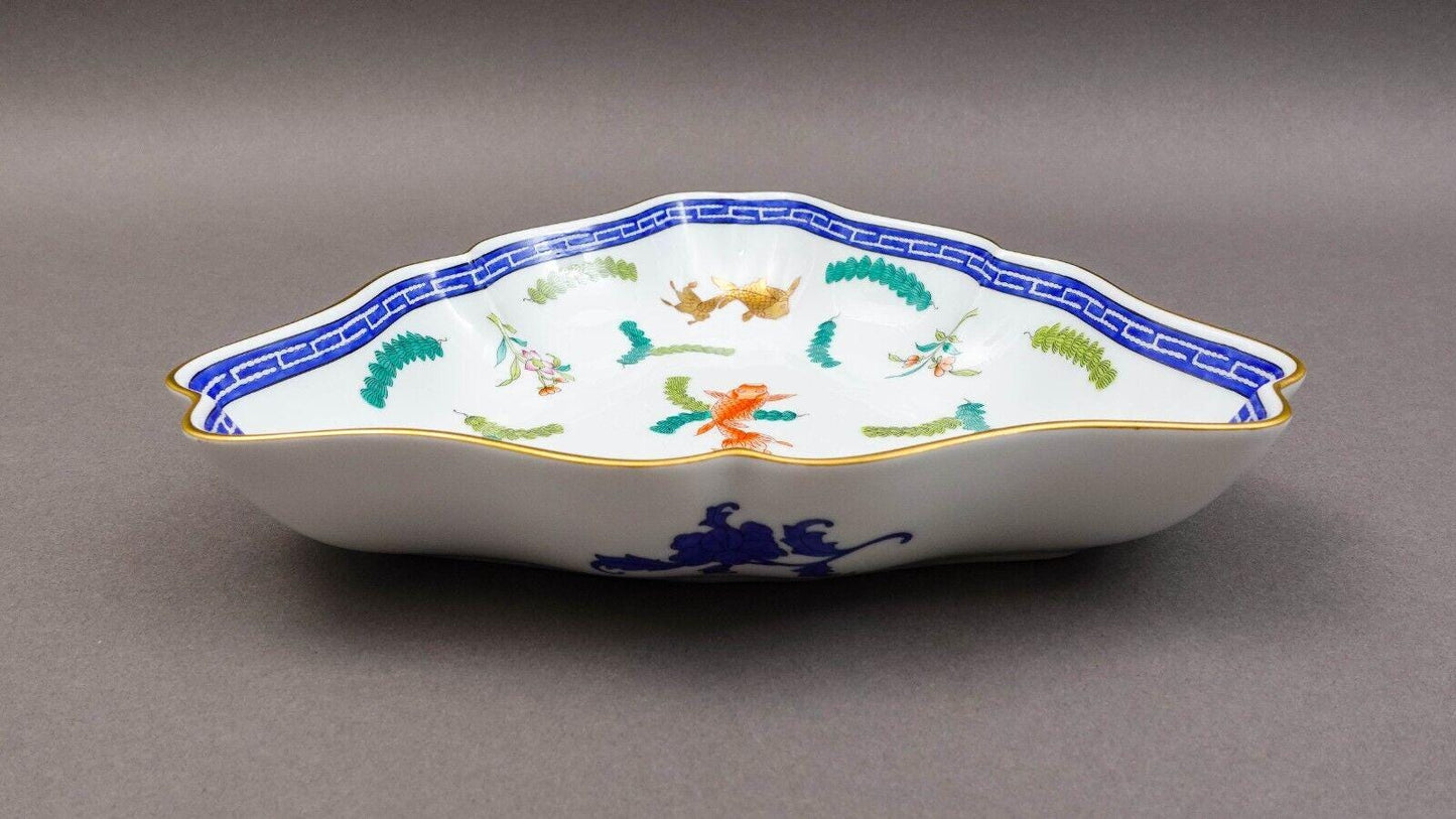 Herend Hungary 24K Gold Gilt Poisson Koi  Fish Porcelain Triangle Dish  2191/PO