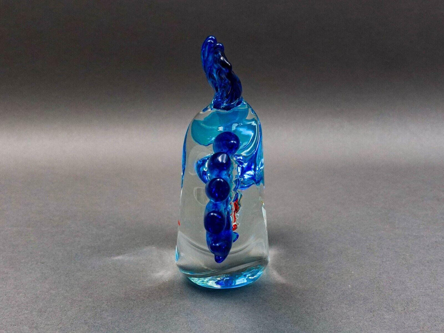 Vintage Murano Italy Blue Fish Red Goldfish Aquarium Glass Figurine Sculpture