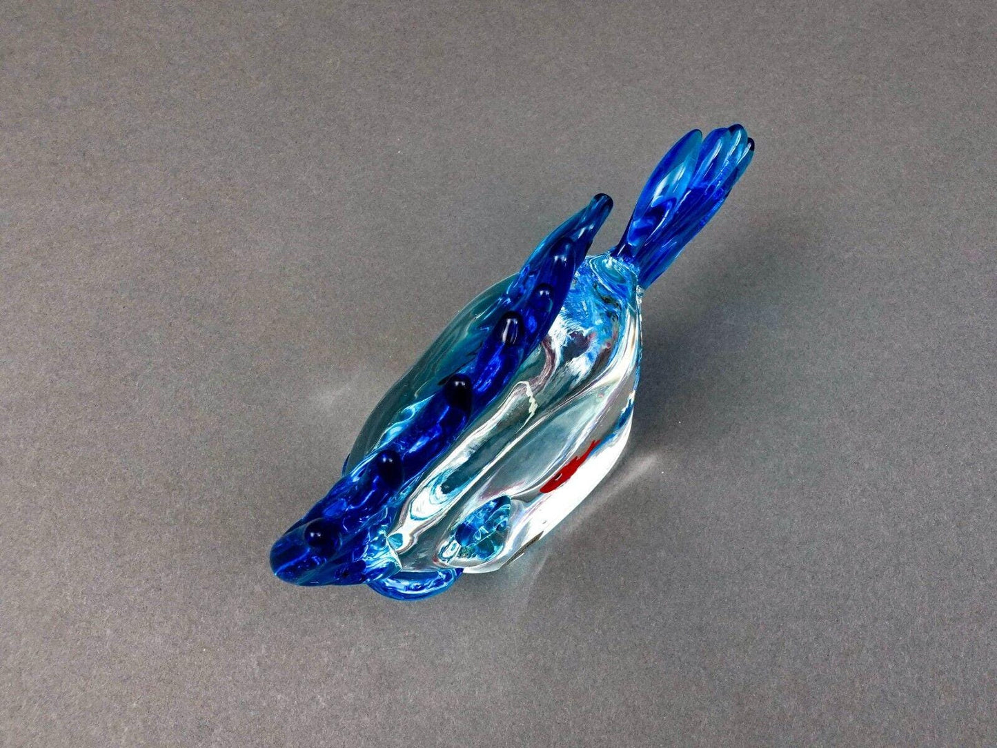 Vintage Murano Italy Blue Fish Red Goldfish Aquarium Glass Figurine Sculpture