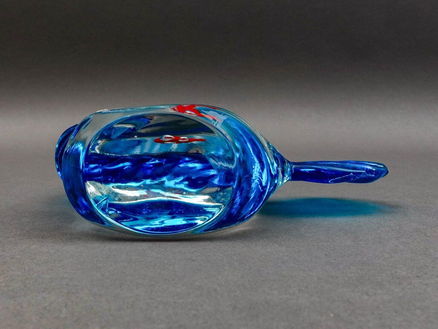 Vintage Murano Italy Blue Fish Red Goldfish Aquarium Glass Figurine Sculpture