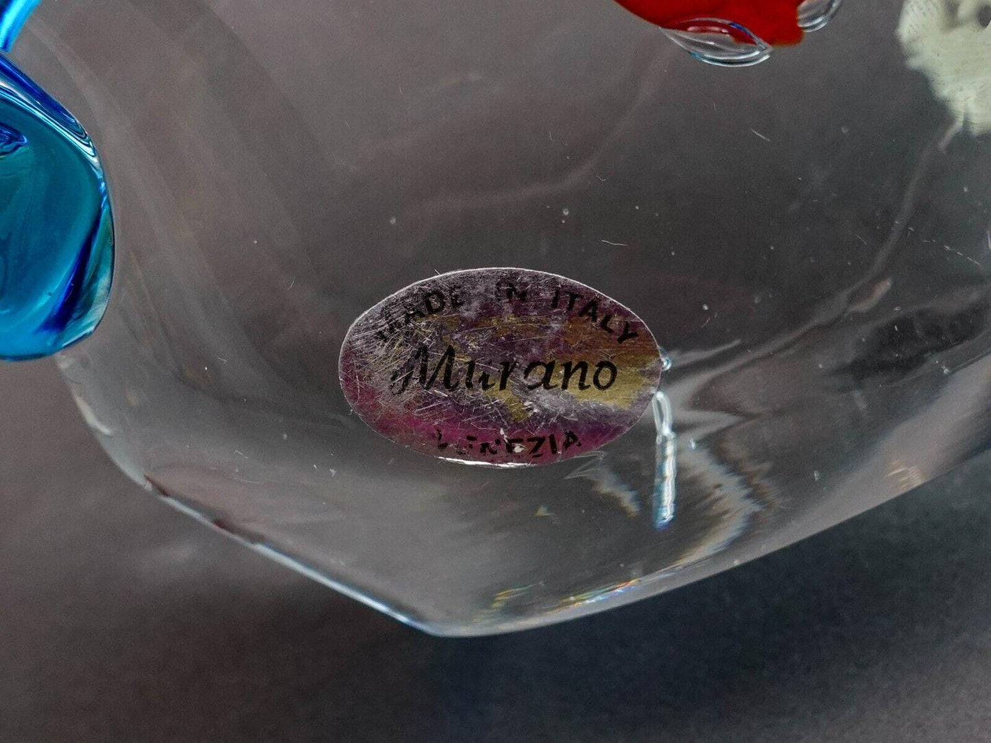 Vintage Murano Italy Blue Fish Red Goldfish Aquarium Glass Figurine Sculpture