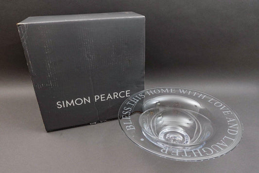 Simon Pearce Bless This Home With Love And Laughter Crystal Centerpiece Bowl 14"
