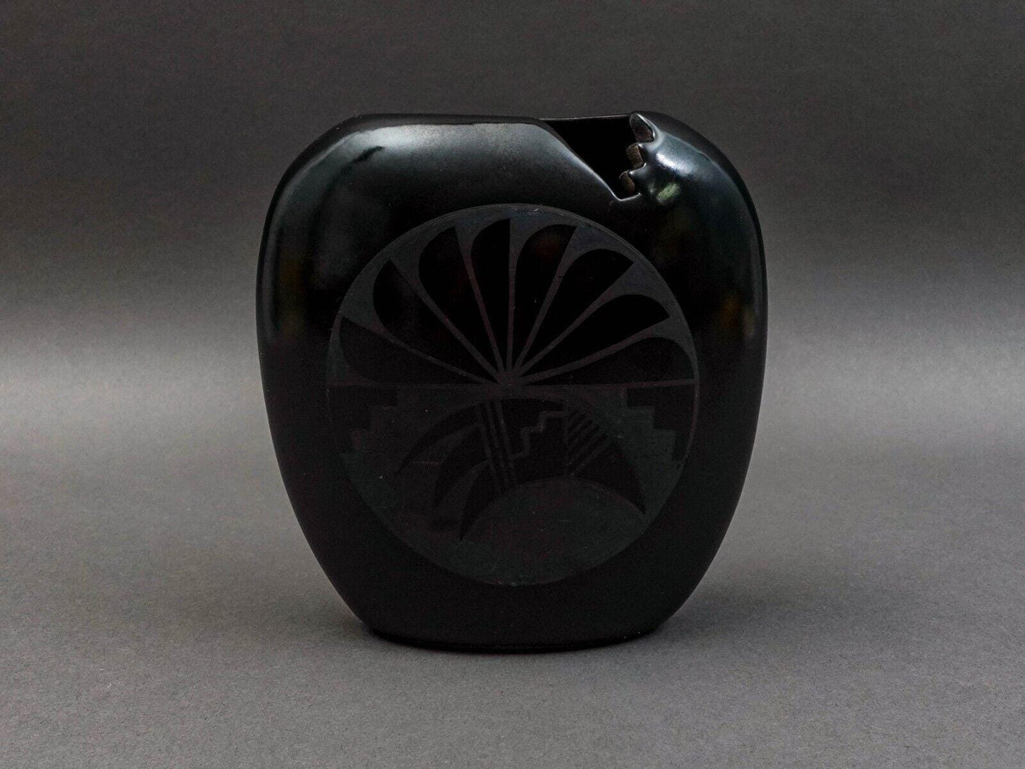 Adakai Navajo Signed Vintage Southwest Black Pottery Vessel Vase