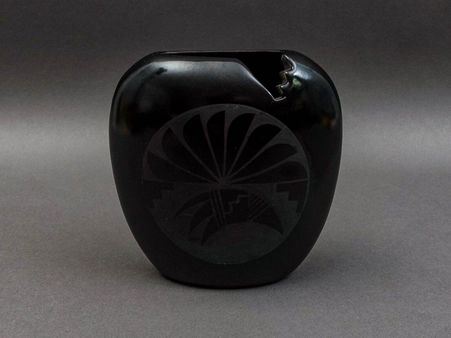 Adakai Navajo Signed Vintage Southwest Black Pottery Vessel Vase