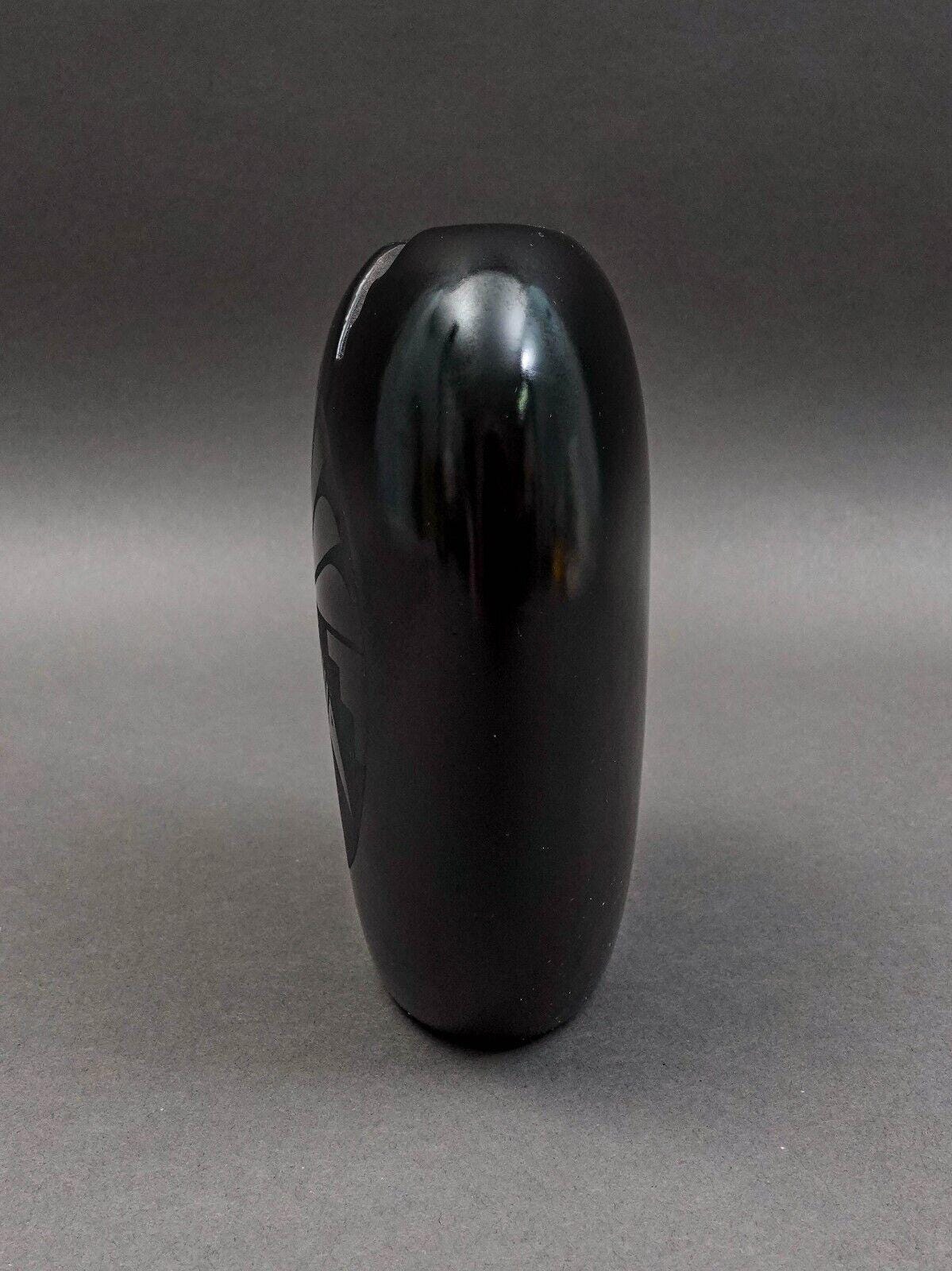 Adakai Navajo Signed Vintage Southwest Black Pottery Vessel Vase