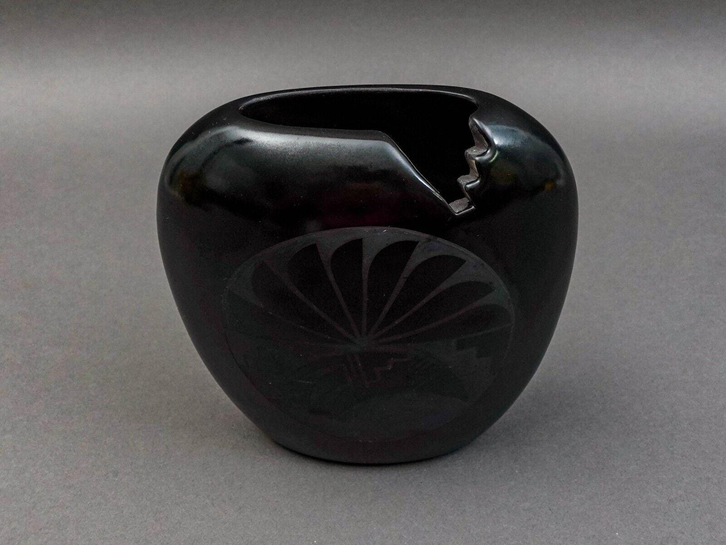 Adakai Navajo Signed Vintage Southwest Black Pottery Vessel Vase