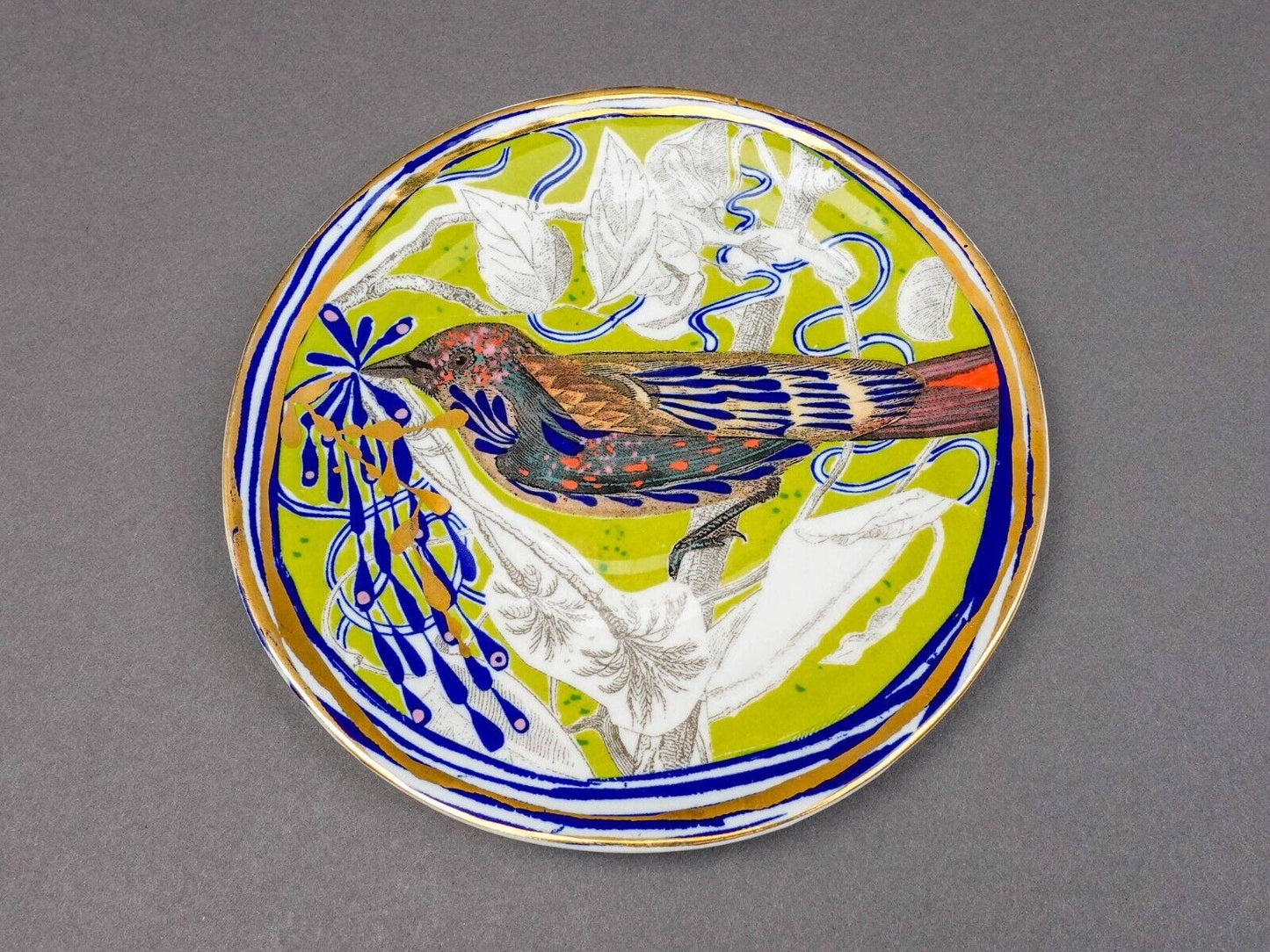 Anthropologie Ruan Hoffman Hand Painted Dream Bird 8" Dessert Plate Set Of 6