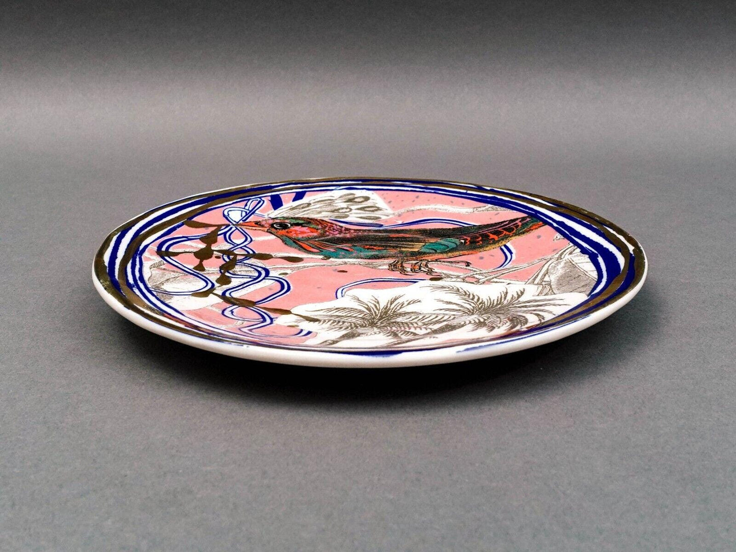 Anthropologie Ruan Hoffman Hand Painted Dream Bird 8" Dessert Plate Set Of 6