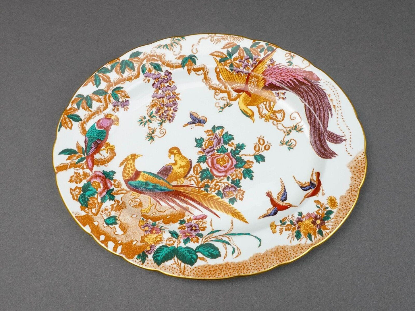 Royal Crown Derby Olde Avesbury Birds Bone China 13" Oval Serving Platter