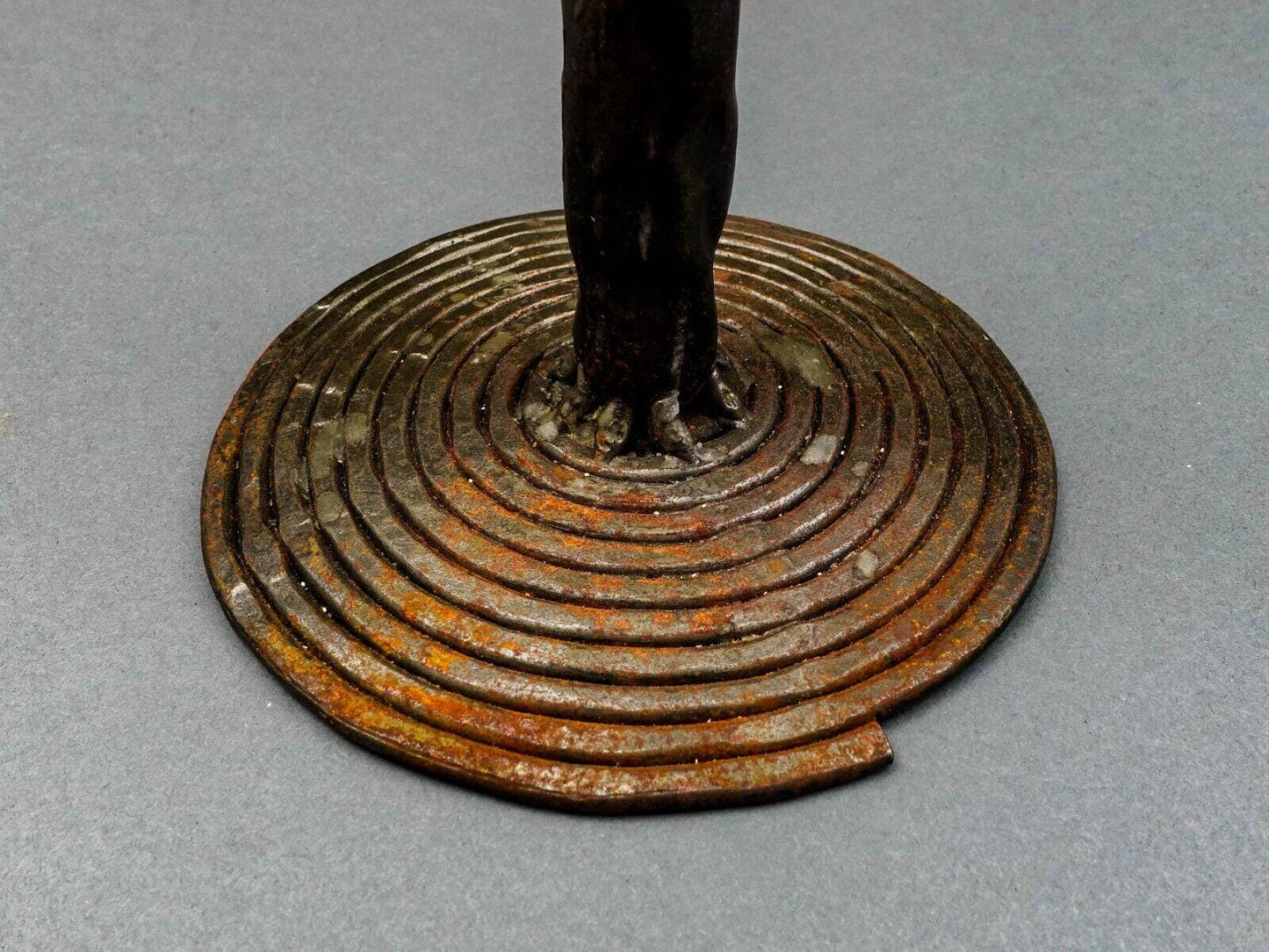 Vintage Brutalist Studio Iron Metal Art Candlestick Candle Holder Pair 11"