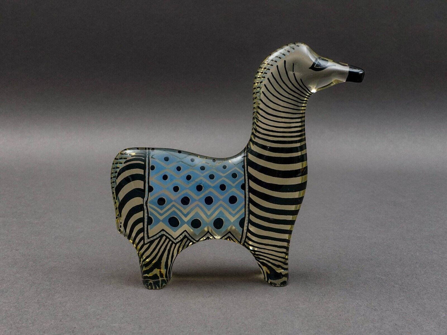 Abraham Palatnik Brazil Lucite Acrylic Op Art Alpaca Llama Zebra Horse Figurine