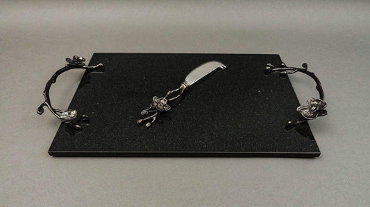 Michael Aram Black Orchid Granite Cheese Board With Knife Serving Set