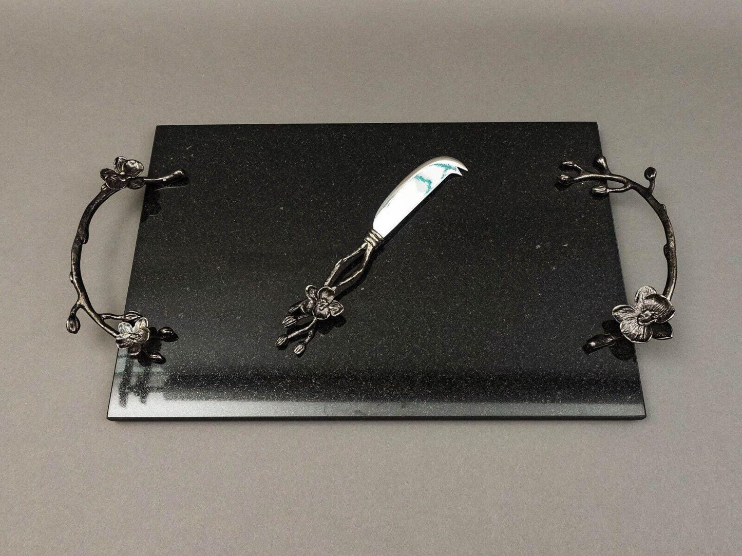 Michael Aram Black Orchid Granite Cheese Board With Knife Serving Set