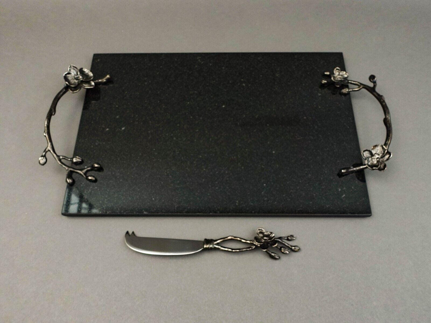 Michael Aram Black Orchid Granite Cheese Board With Knife Serving Set