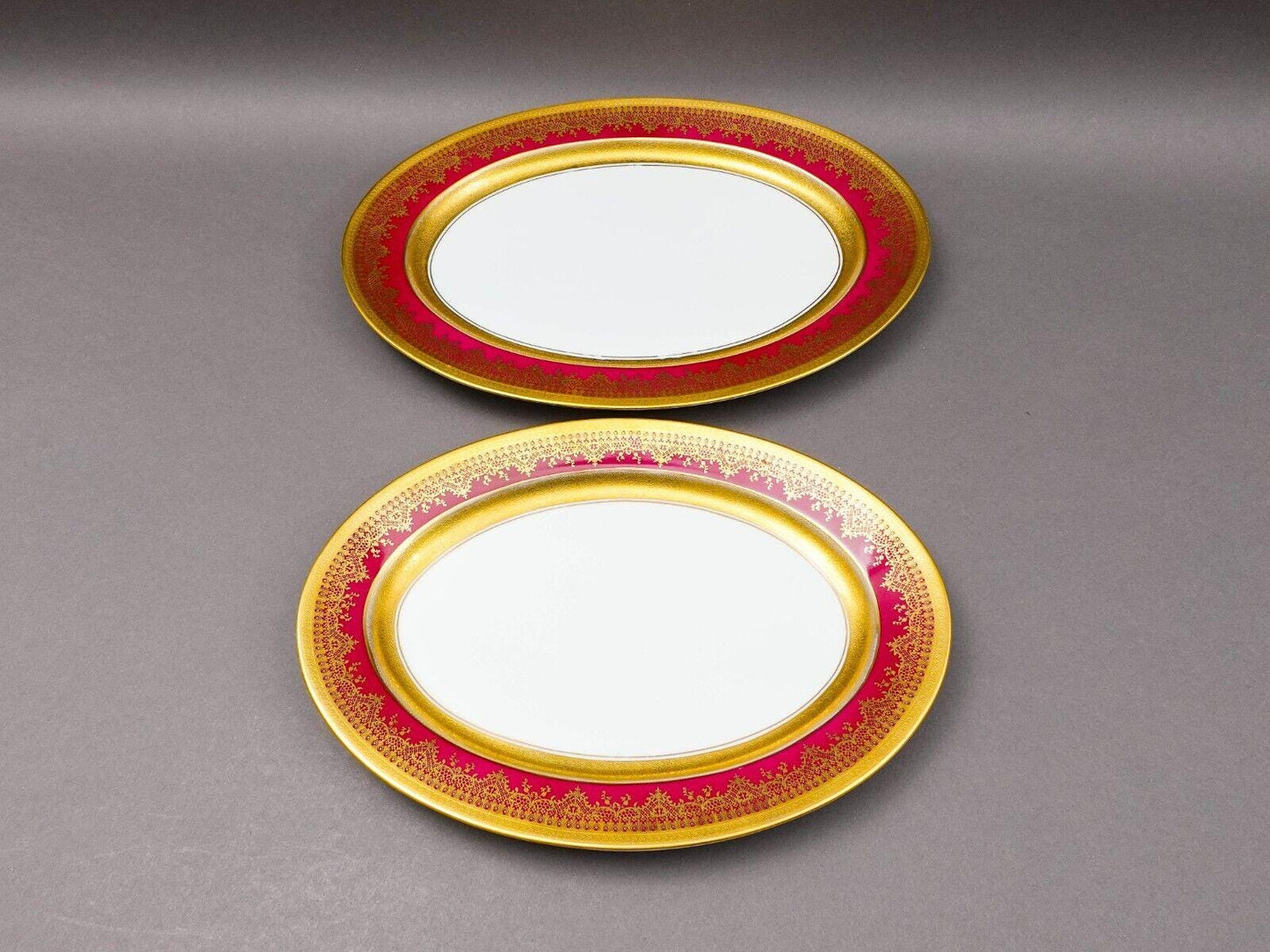 DW Porzellan Karlsbader Wertarbeit Fuchsia Gold Encrusted Oval Serving Platter 2