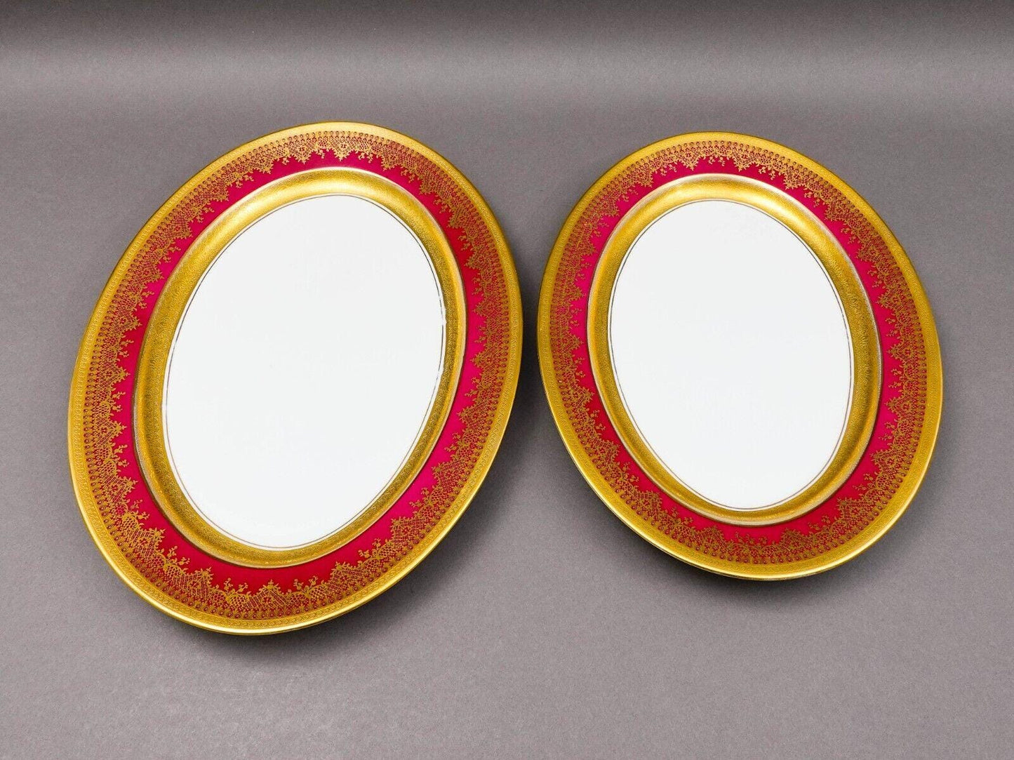 DW Porzellan Karlsbader Wertarbeit Fuchsia Gold Encrusted Oval Serving Platter 2
