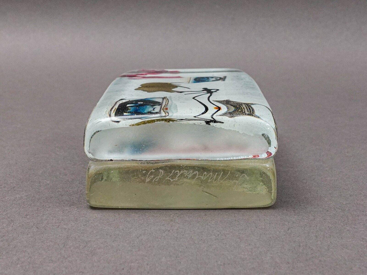 Pavel Molnar Signed 1989 Germany Studio Art Glass Block Sculpture (Read)