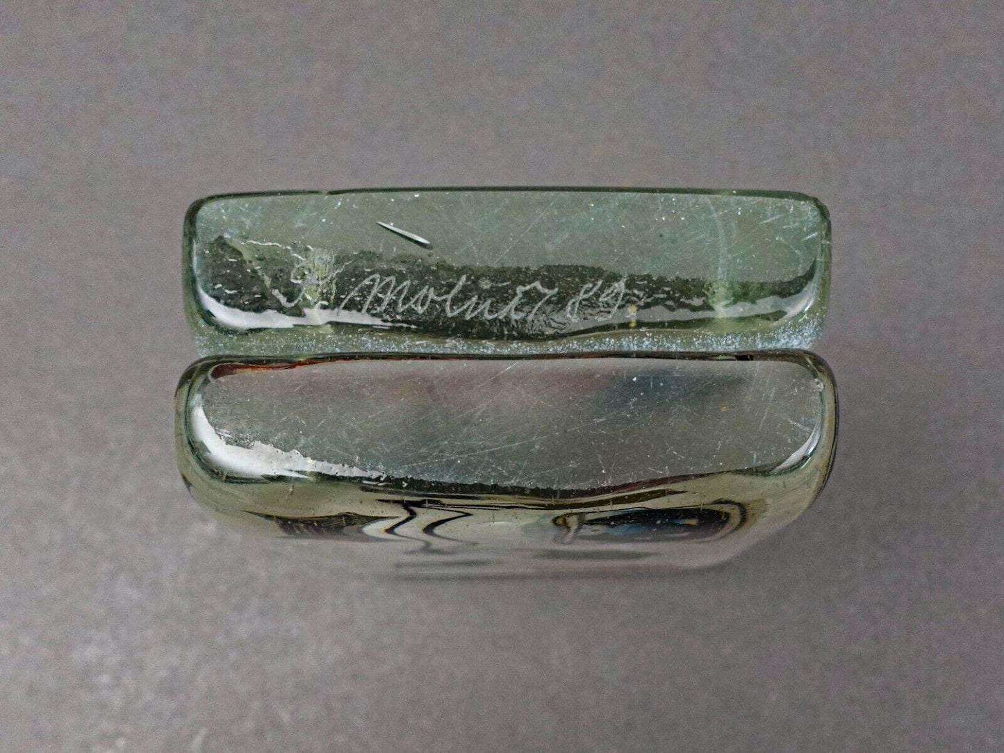 Pavel Molnar Signed 1989 Germany Studio Art Glass Block Sculpture (Read)