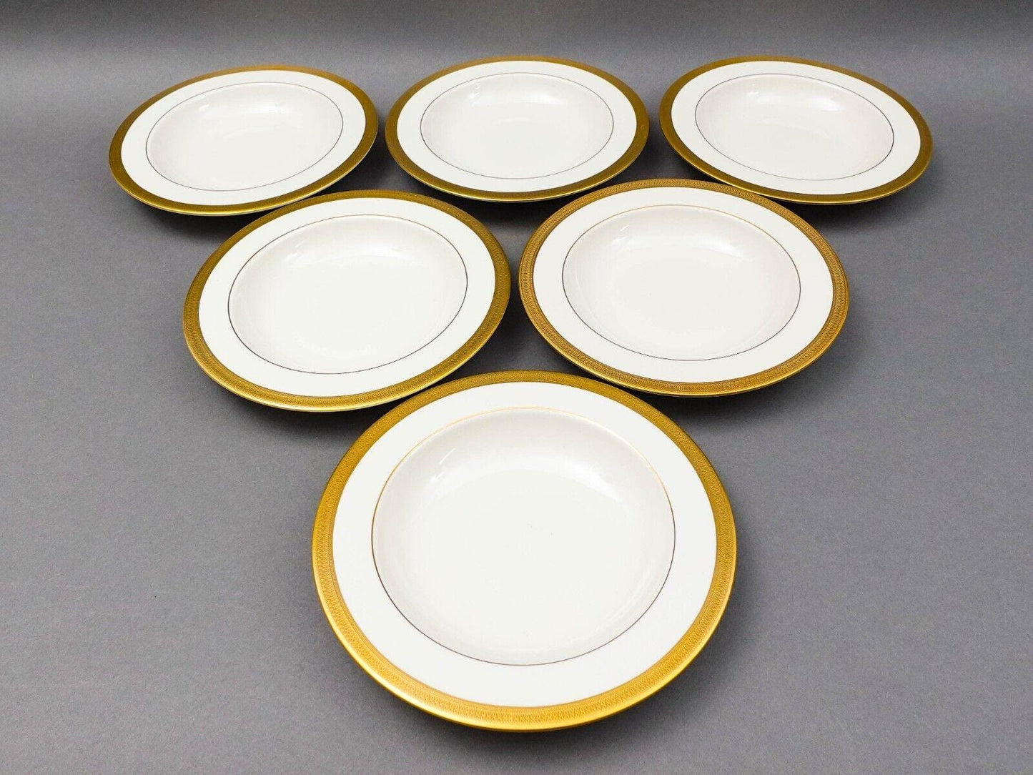 Lenox Lowell Fine Bone China Gold Encrusted Rimmed 9" Soup Bowl Set Of 6