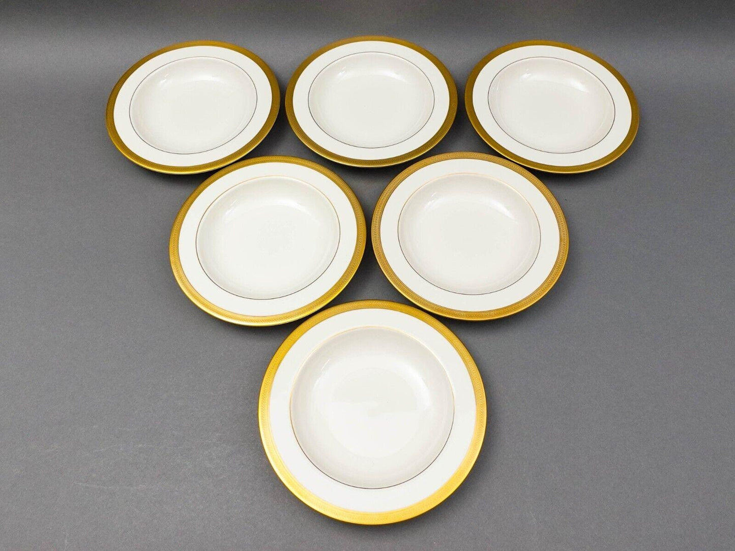 Lenox Lowell Fine Bone China Gold Encrusted Rimmed 9" Soup Bowl Set Of 6