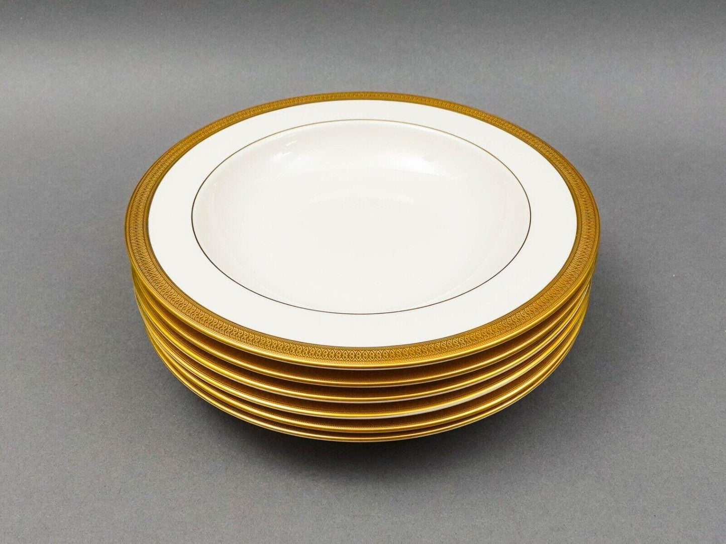 Lenox Lowell Fine Bone China Gold Encrusted Rimmed 9" Soup Bowl Set Of 6