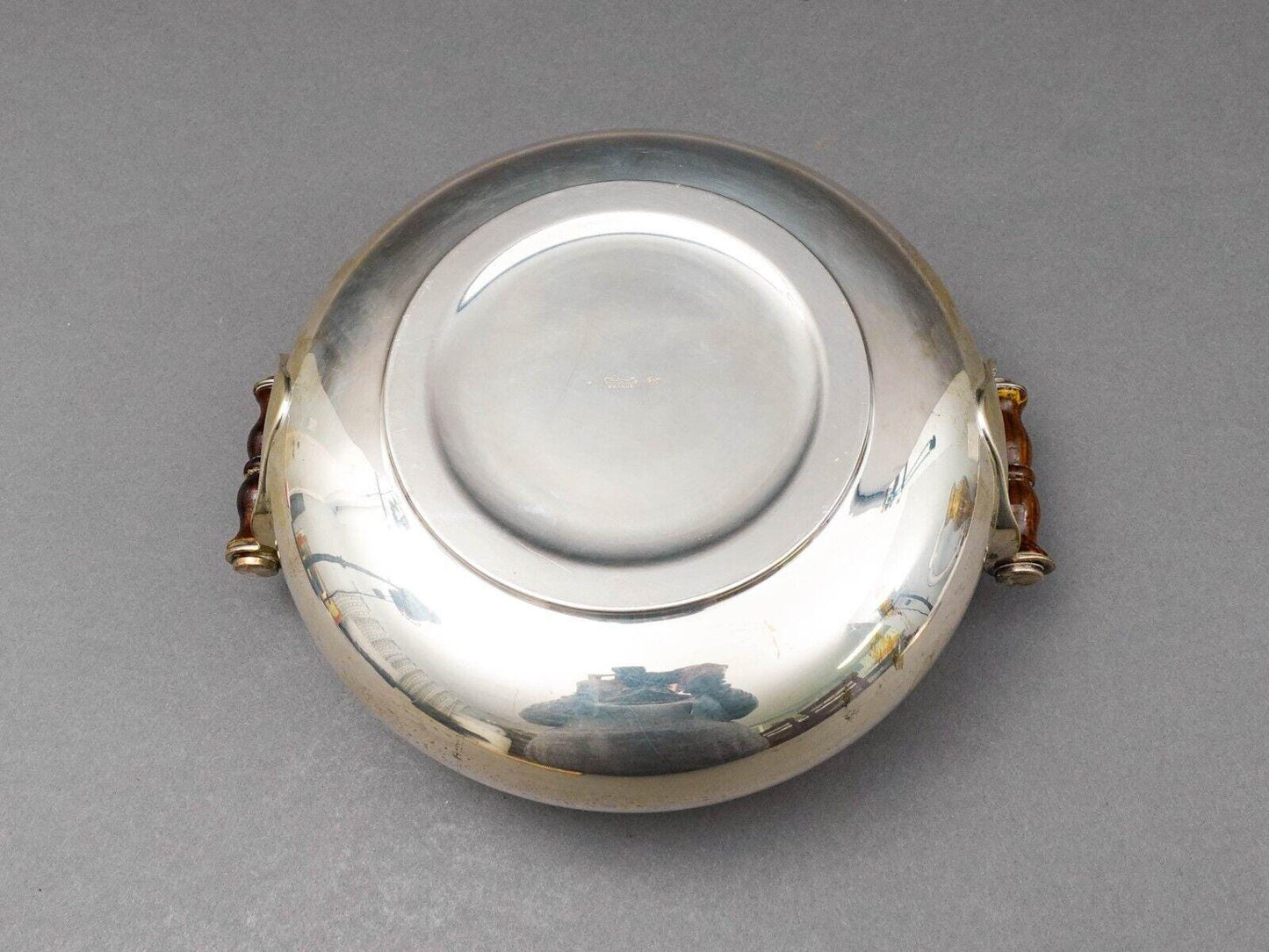 Christofle Geneve 800 Silver Covered Soup Serving Tureen Wood Finial & Handles