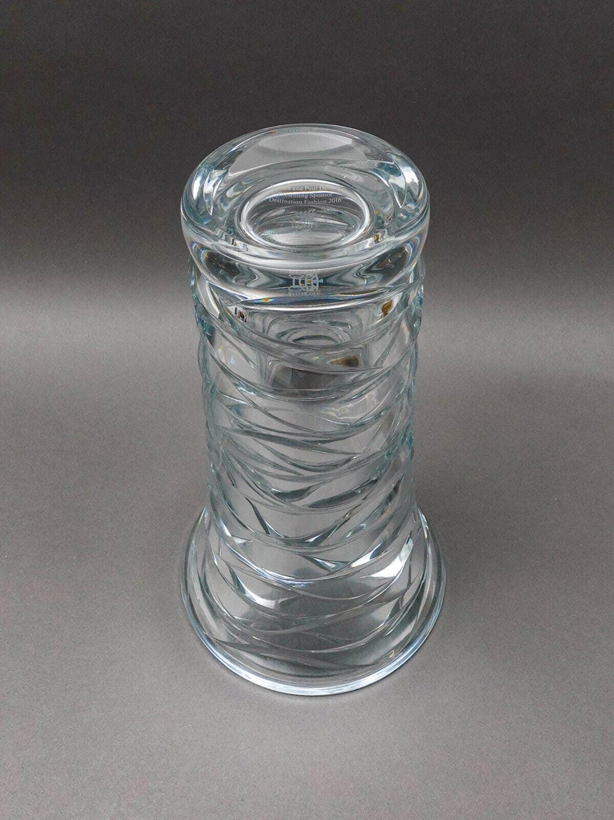 Tiffany & Co Emil Brost Waves Huge  Heavy Crystal Statement Vase 14 1/2" (Read)